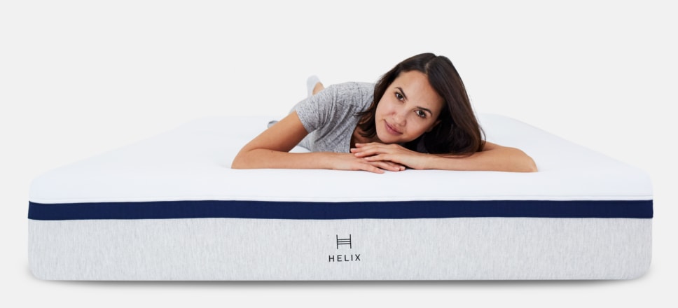 woman laying on stomach on helix mattress