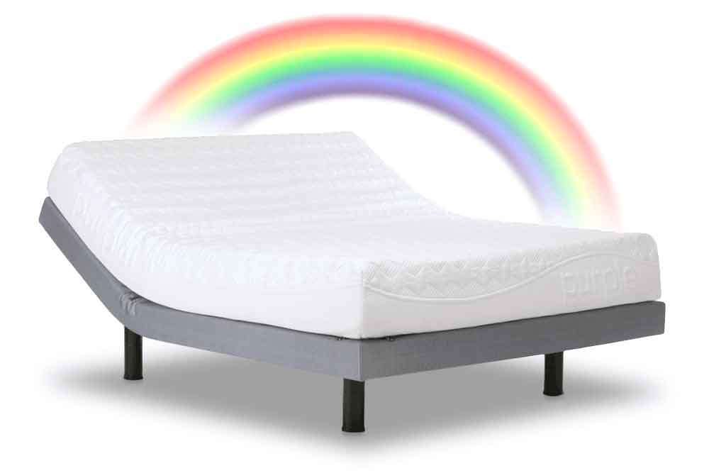 rainbow over white bed